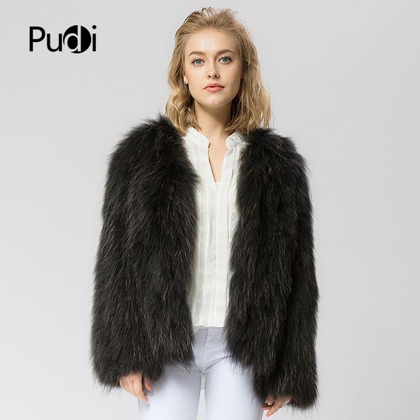 

cr063 knit knitted 100% real raccoon fur coat jacket overcoat women's fashion winter warm genuine fur coat ourwear, Black