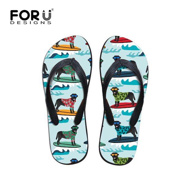

forudesigns summer 2019 slippers black labrador print cute flat slip on flip flops funny shoes female hawaiian casual beach shoe