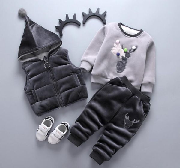 

for winter newborn infant boys girls baby clothes velvet pullover sweatshirt vest jacket pants outfits sport clothing sets, White