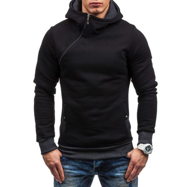 

tolvxhp brand 2019 hoodie oblique zipper solid color hoodies men fashion tracksuit male sweatshirt hoody mens purpose tour 3xl, Black