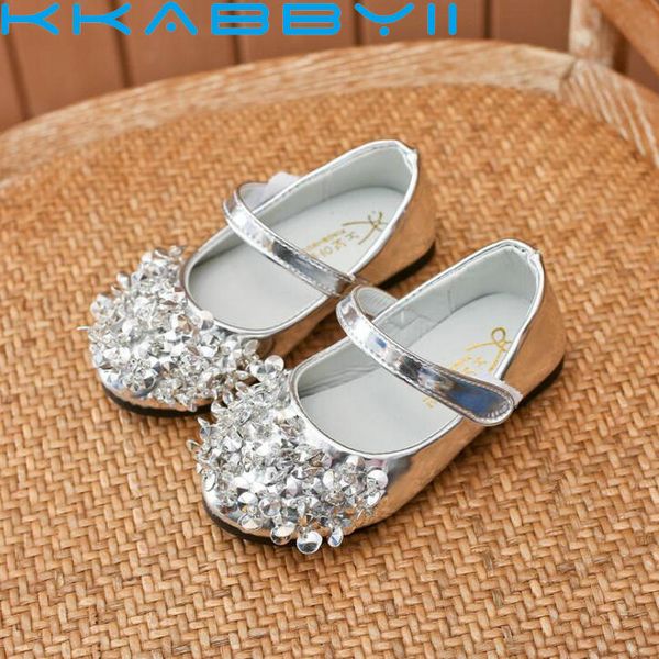 

childen girls sequins diamond patent leather shoes for big student girls kids princess single shoes kids flat, Black;grey
