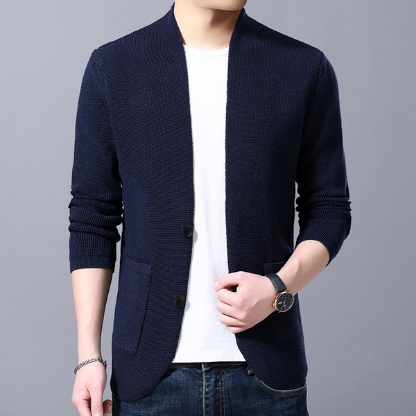 

hcxy 2019 fashion slim men's jacket four seasons cardigan suit men, Black;brown