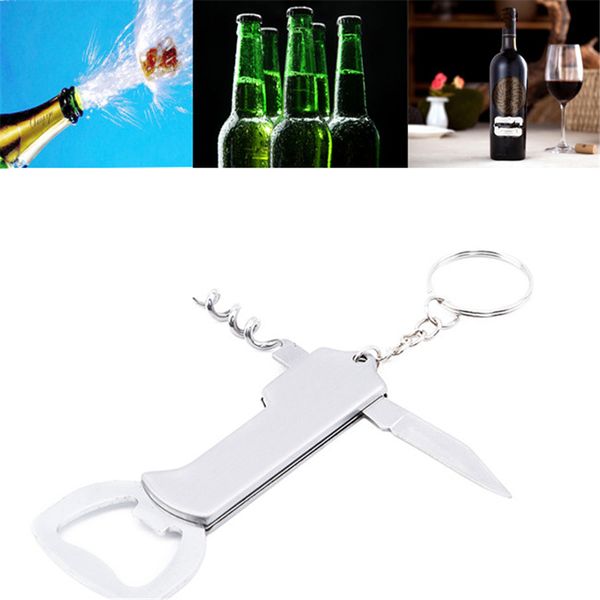 

stainless steel multifunctional can opener creative keychain bottle opener manual food travel kitchen bar tools gift