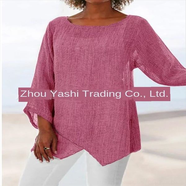 

2019 irregular hem and women's 2019 irregular hem cotton cotton linen and linen women's top, White