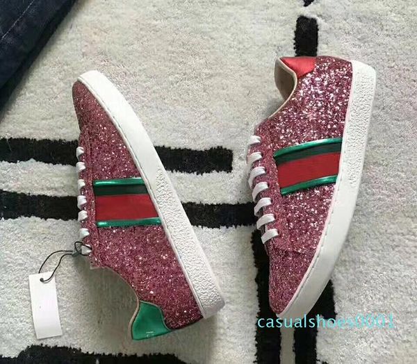 

2020 new designer sneakers men womens flat casual shoes fashion white genuine leather luxury flower embroidered flat sports shoe am05, Black
