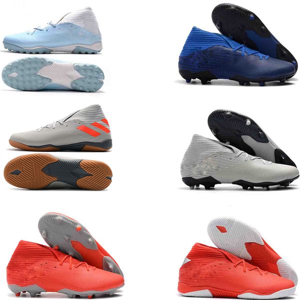 

2019 mens original md nemeziz 19.3 laceless in tf football boots messi chaussures out soccer cleats soccer shoes