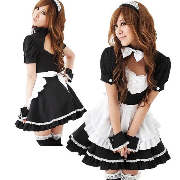 

new lolita french maid cosplay costume dress halloween, Black;red