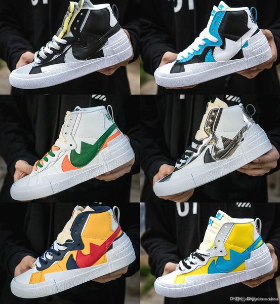 

2020 release sacai blazer mid running shoes men airs cushion sports shoes womens sneakers trainers size 36-45, Black