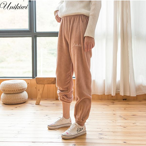 

unikiwi.women's flannel pants pajama pants. autumn winter loose warm long pant lounge pyjama trousers.ladies sleepwear.6 colors, Black;red
