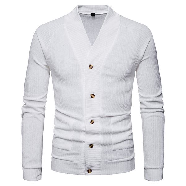 

мужская однобортный v шеи свитер кардиган мужчины зима трикотажные свитера мужчин сплошной цвет вязание повседневная свитера sueter hombre, White;black