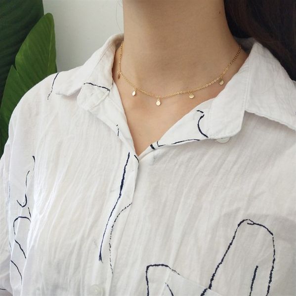 

inzatt real 925 sterling silver minimalist geometric bright disc choker necklace for fashion women boho jewelry bohemia gift