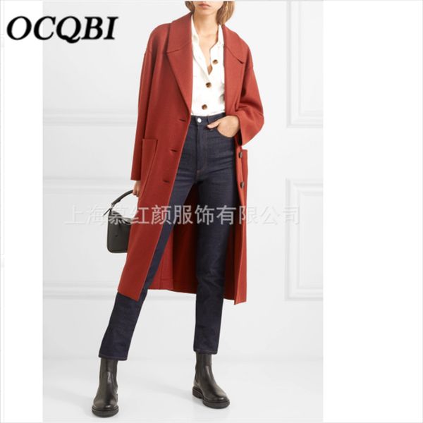 

korean fashion casual red long coat cashmere elegant vintage designers oversized coat, Black