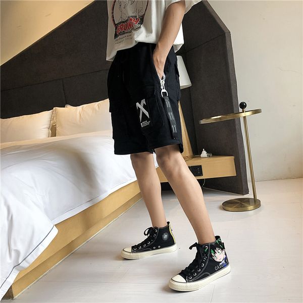 

2019 creative-my hero college canvas shoes men's one piece hight-breathable canvas shoes men's, Black