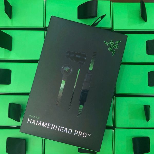 

razer hammerhead pro v2 headphone in ear earphone with microphone with retail box in ear gaming headsets noise isolation stereo bass 3.5mm