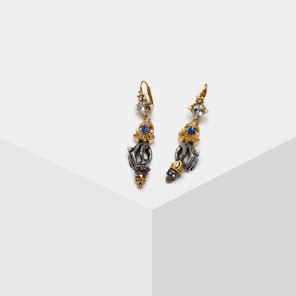 

vintage design skeleton drop earrings cj191223, Silver