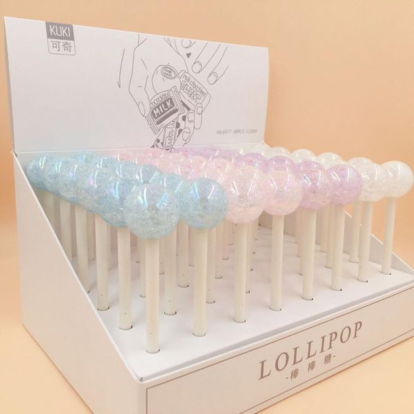 

48pcs creative stationery student pen crystal lollipop gel pen full needle black ink school supplies office supplies 0.5mm