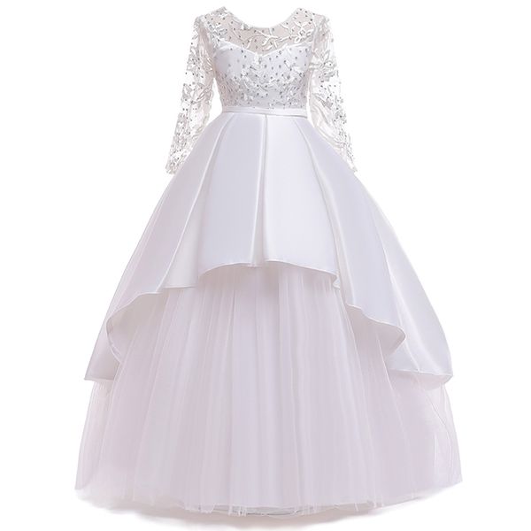 

sale ballgown long sleeves lace flower girl dresses for wedding long beaded birthday girls pageant dress, Red;yellow