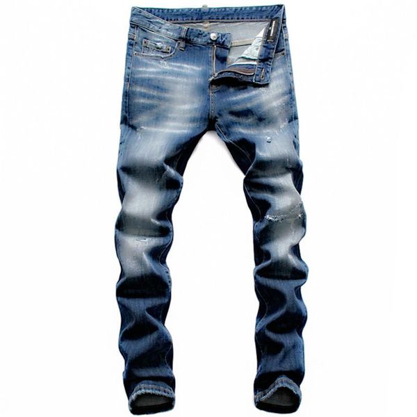 

2019 мужские роскошные дизайнерские джинсы черные рваные штаны лучший вариант италия d бренд высокое качество байкер мотоцикл рок-дизайнер о, Blue