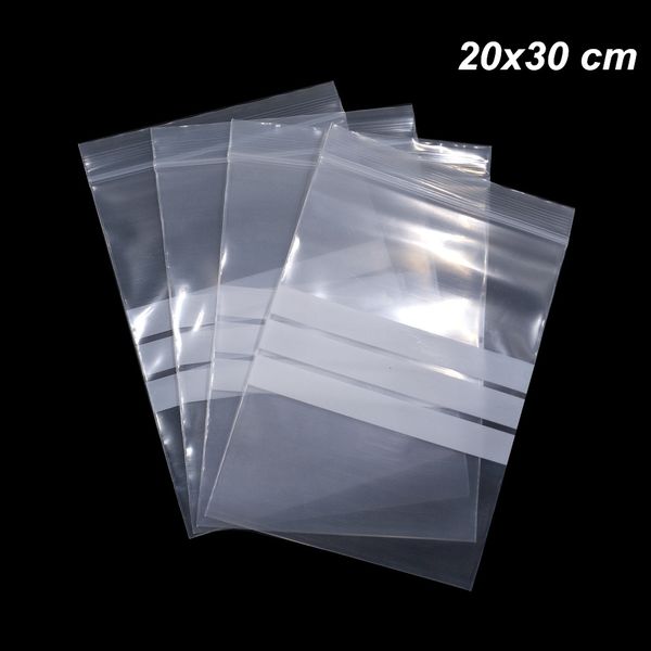 

100 pieces 20x30cm poly plastic zipper writable reusable storage pouch poly clear self seal packaging bag for dried nuts fruit