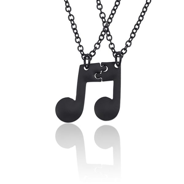 

fashion note necklace 2 piece set personality music friendship stitching pendant for women friend bff couple necklace gift, Silver