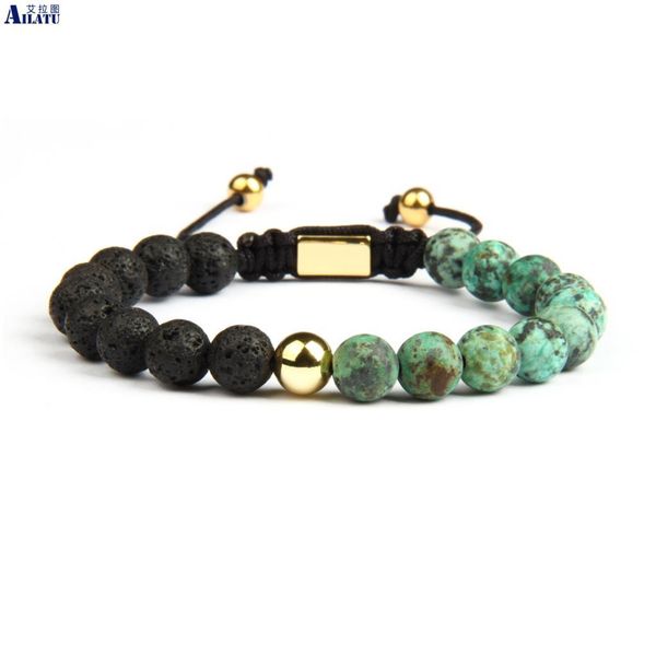 

ailatu yinyang couples distance bracelet with 8mm natural stone beads jewelry decoration, Golden;silver