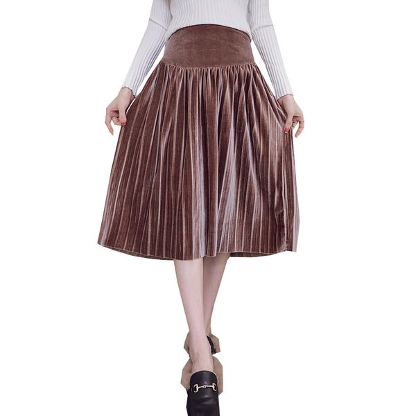 

materniry skirts high waist adjustable autumn pregnant women pleated skirt vintage pregnancy winter clothes fashion
