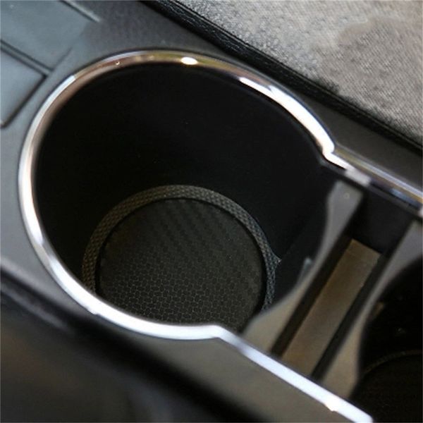 

2pcs black car auto water cup slot non-slip silicone carbon fiber mat accessories car interior accessories