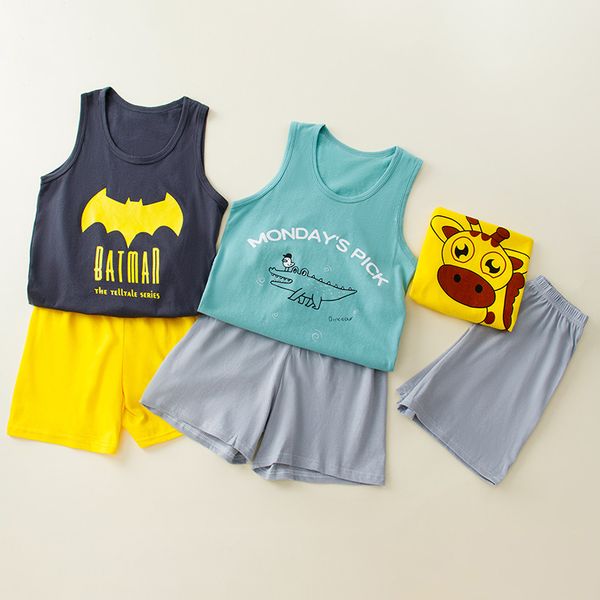

2020 new children's pure white vest shorts set summer two-piece baby vest for boys and girls