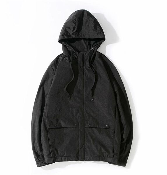 

solid color mens designer jackets fashion mulit pockets panelled zipper hooded mens coats casual males clothing, Black;brown