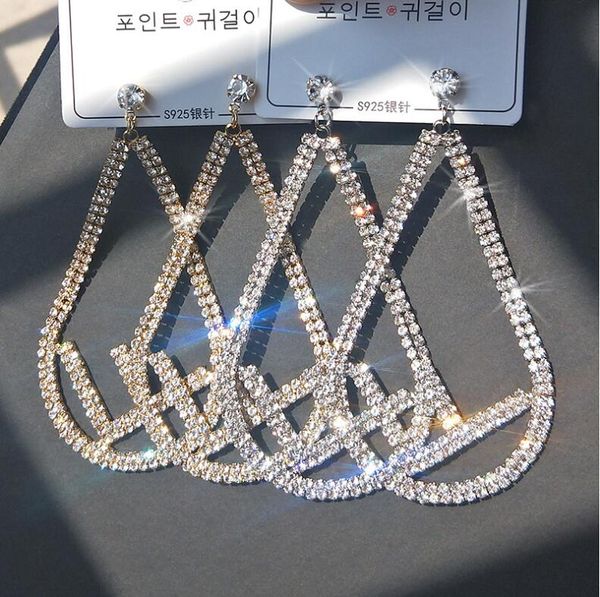 

19 new high-end temperament bright diamond full diamond letters fashion feast earrings personalized earrings earrings