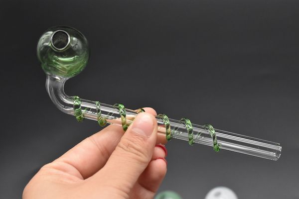I più nuovi 14 cm pyrex curvo a spirale tubo di vetro tubo di olio per unghie tubi di vetro Dab Rig bruciatori a nafta di vetro spedizione gratuita
