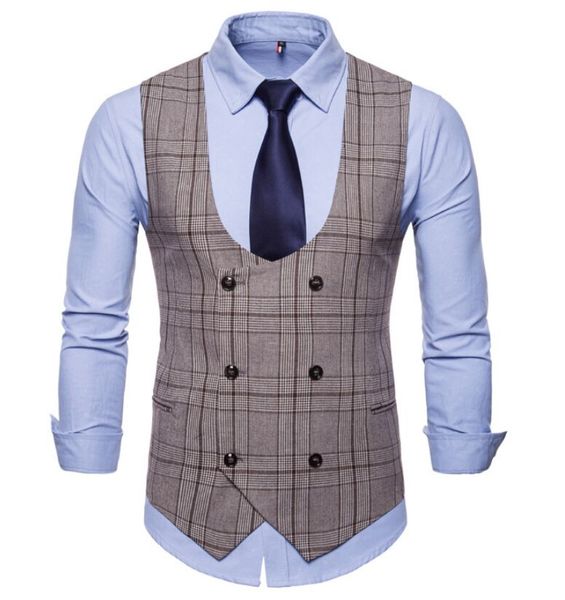 

new sale men's clothing male waistcoat slim fit chaleco hombre gentlemen blaser coletes masculino groom men suit vest, Black;white