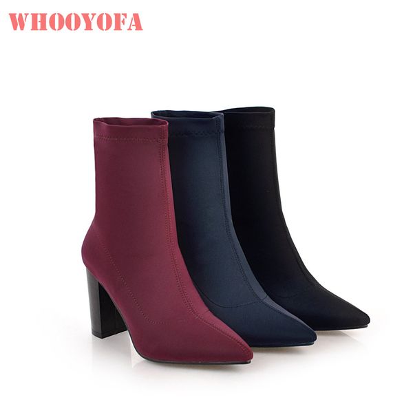 

new quality winter elegant blue black women nude mid calf boots office lady shoes square heels wa32 plus big size 10 43