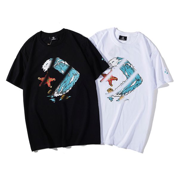 

tide brand 2019 summer french cool men cute women's fashion t-shirt 100% cotton high-end shirt black and white m~xxl, White;black