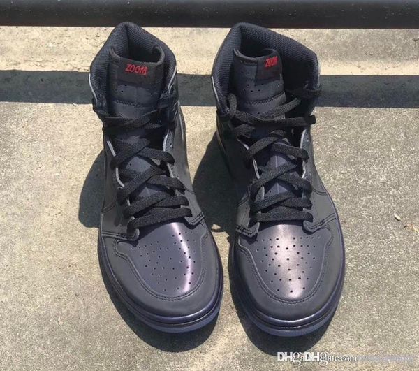 

new authentic air 1 high zoom r2t fearless men basketball shoes black-lucky green-varsity red retro sports sneakers wuth box