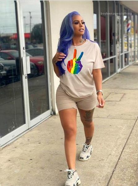 

чистый цвет спортивные костюмы мода круглый вырез с коротким рукавом топы повседневные короткие брюки женская одежда женщины дизайнер печати, Gray