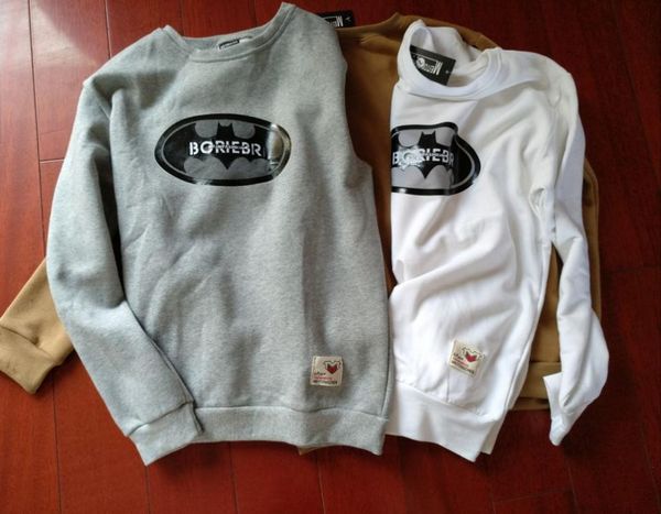 

свободный хлопок сплошного цвет студенты круглой шея с флисовой подкладкой подростковой printed пуловер hoody толстой пальто пара рубашкой, Black