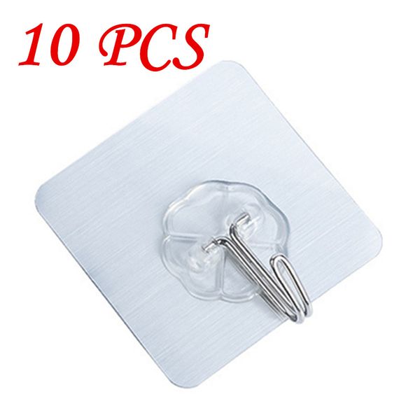 

10pcs strong adhesive traceless hook kitchen bathroom wall-mounted towel hanger ceramic tile glass stick hook holder #b