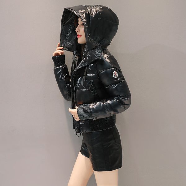 

2019 new winter coat parka women slim glossy short cotton coat women's jacket thick padded jacket women fashion outerwear ladies, Tan;black