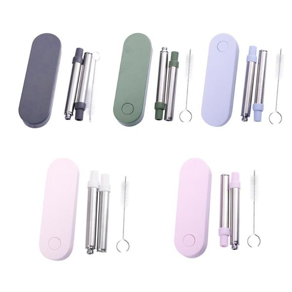 

reusable retractable drinking straws stainless steel metal straw drinking straw with portable storage case