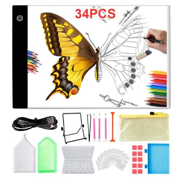 

diy craft 5d led diamond painting cross stitch tools kit pack of 34pcs 35p, Black;white
