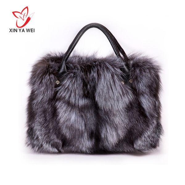 

women's bags with natural fur, messenger bags made of genuine silver fur, women's handbags made of natural envelope bag