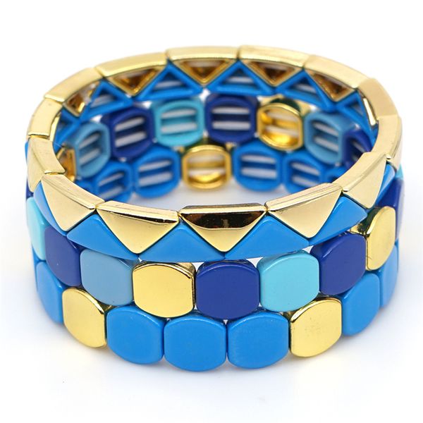 

2020 new blue tile beads alloy bracelet set boho women gift suit ins fashion jewelry attractive diy paty festival bracelet, Black