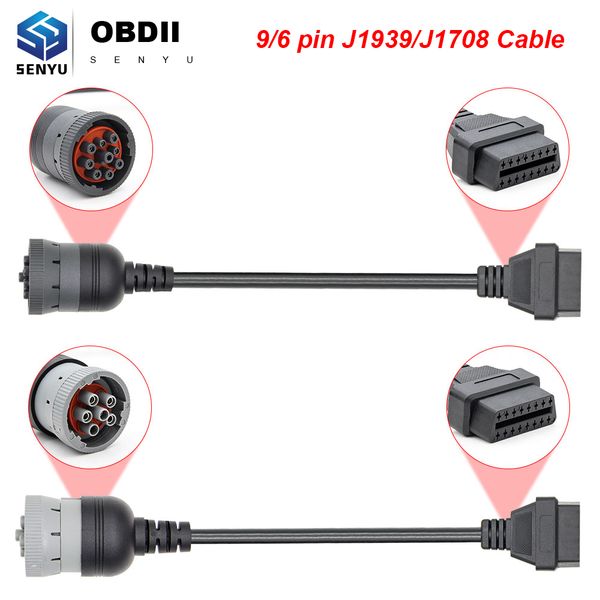 

obd2 truck diagnostic tool 16 pin cable j1708 j1939 connector obd to obd2 6 pin 9 truck cable for cummins
