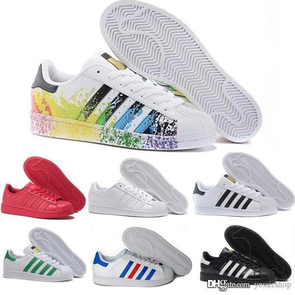 

2019 originals superstar white hologram iridescent junior superstars 80s pride sneakers super star women men sport casual shoes 36-45, Black