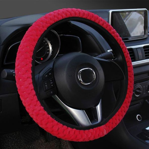 

universal soft warm plush covers car steering wheel cover car-styling pearl velvet auto decoration winter 4 colors