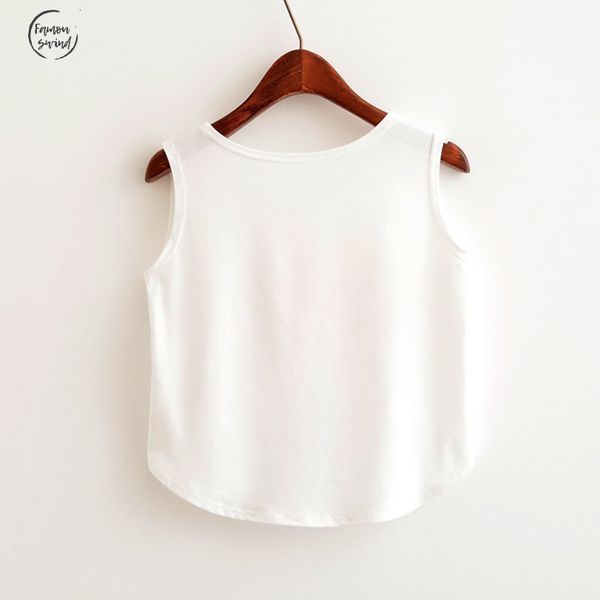 

cat 2019 crop top новая мода женщины без рукавов принцессы печати лето повседневная топ женщины короткие обрезанные топы жилет топы, White