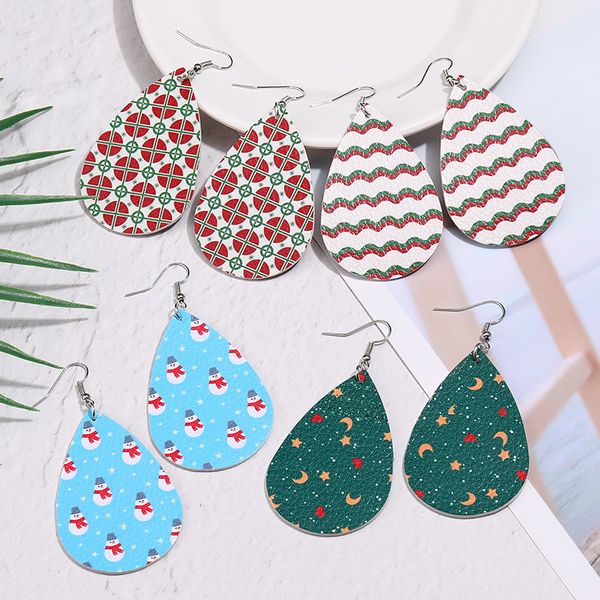

faux leather earrings for women christmas pattern party accessories girl gifts eye-catching fashion female jewelry supply manufacturers, Silver