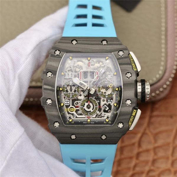 

kv super rm11-03 montre de luxe return timing automatic movement watches titanium steel case silicone strap designer watches folding buckle, Slivery;brown