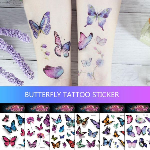 

5pcs/lot new environmentally waterproof disposable 3d tattoo stickers original makeup butterfly temporary tattoo stickers